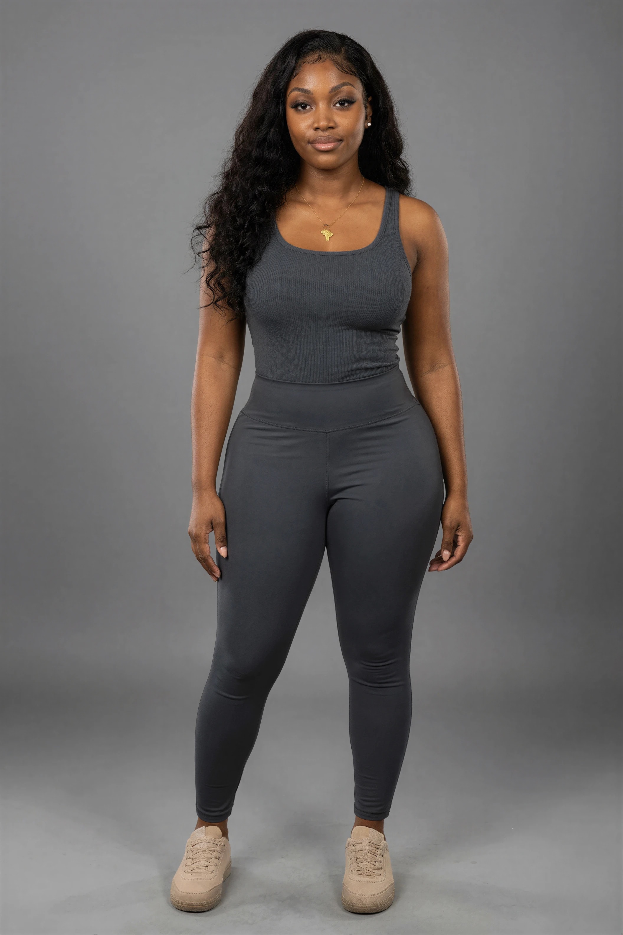 Full-length studio digital of Amara facing the camera